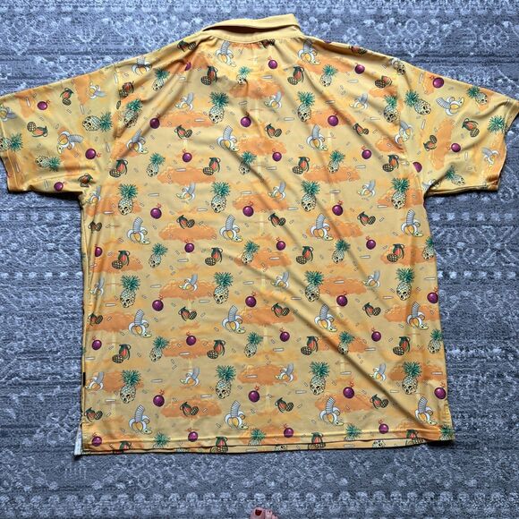 Greater Half Golf Polo Shirt Men's 4XL XXXXL Yellow Fruit Pineapple Banana - Picture 7 of 7